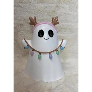 Whimsical Reindeer Ghost Figurine with Christmas Lights – Holiday Decor